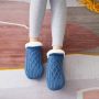 Urbankr8 Nieuwe Geweven En Fluwelen Indoor Sokken Pantoffels warme sloffen pantoffels sokken Midden Blauw - Thumbnail 1