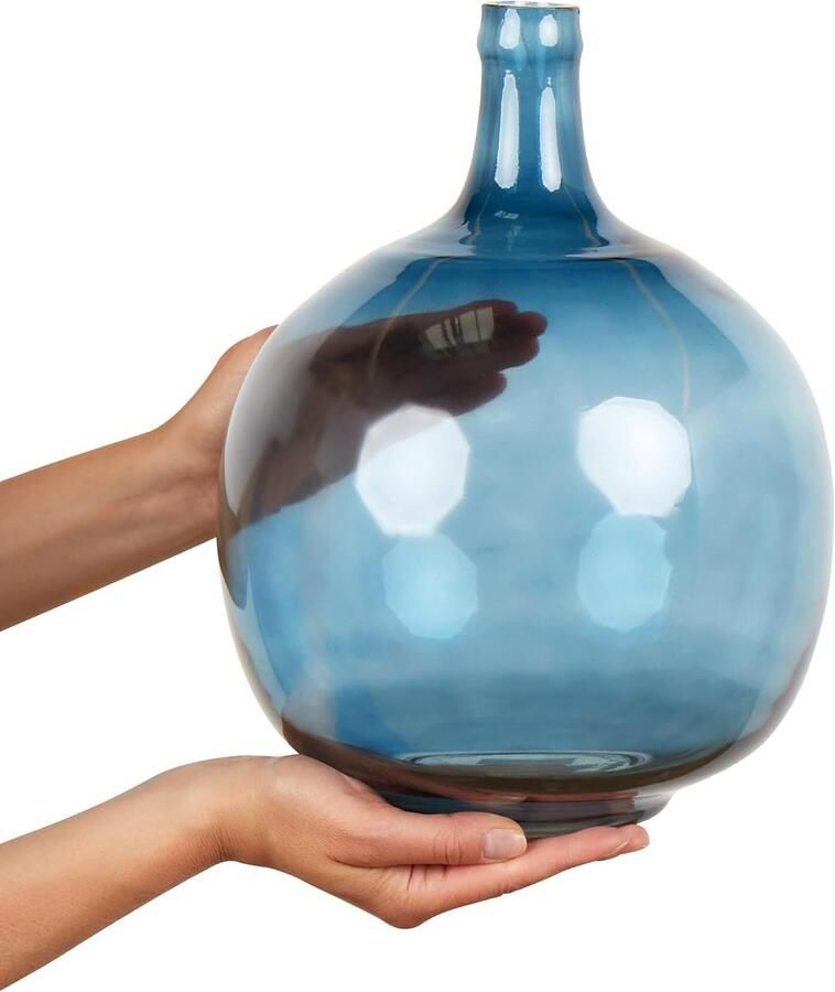 Vaas Handgemaakt Glas Ronde Bolvorm Blauw Chappathi