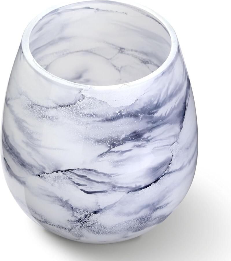 Vaas mondgeblazen arctisch glas luxe uitstraling stijlvol en elegant hoog marmerlook bloemenvaas