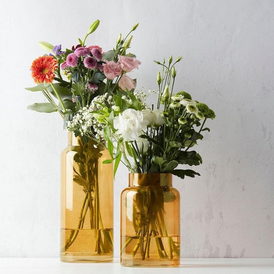 Vaas uit glas home decor met stijlvol design geel 13x