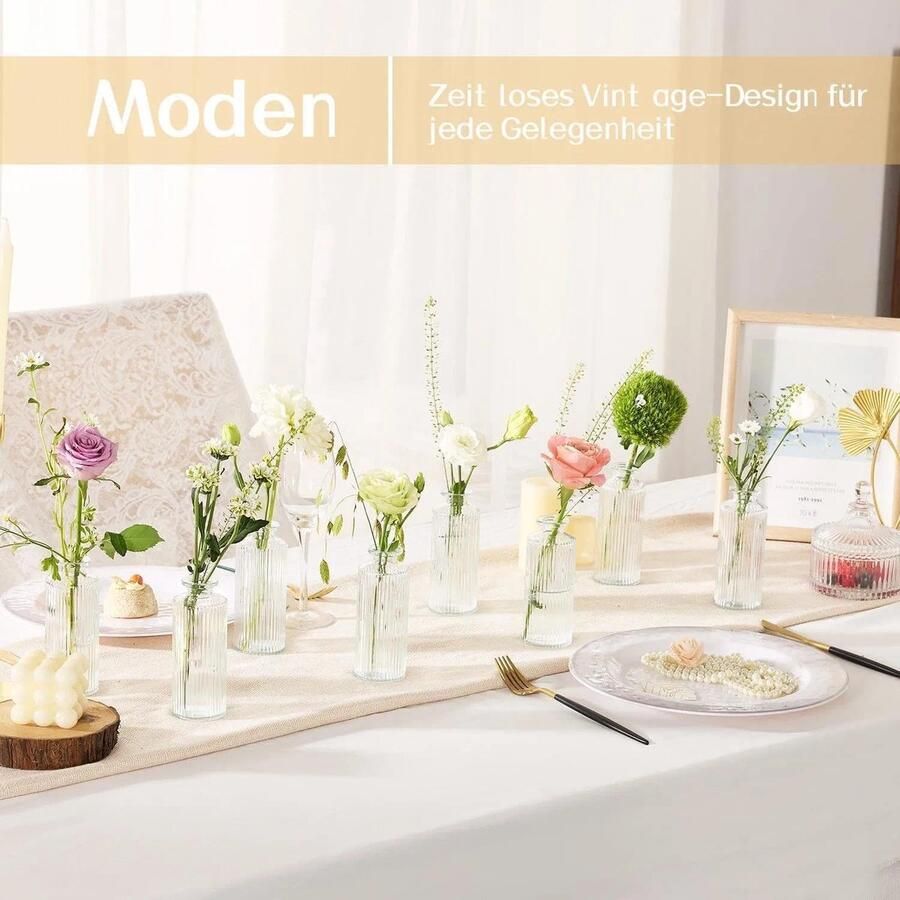 Vazen 12 stuks glazen vazen voor tafeldecoratie mini-vazen glazen