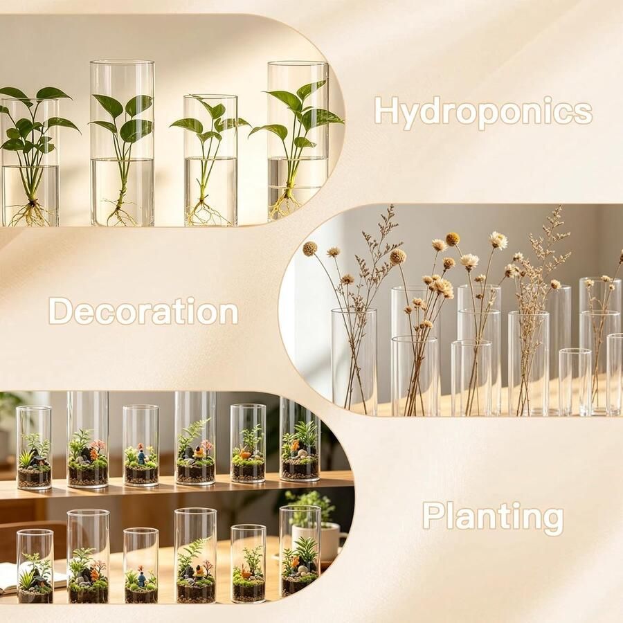 Vazen cilindervazen set kleine vazen voor tafeldecoratie glazen