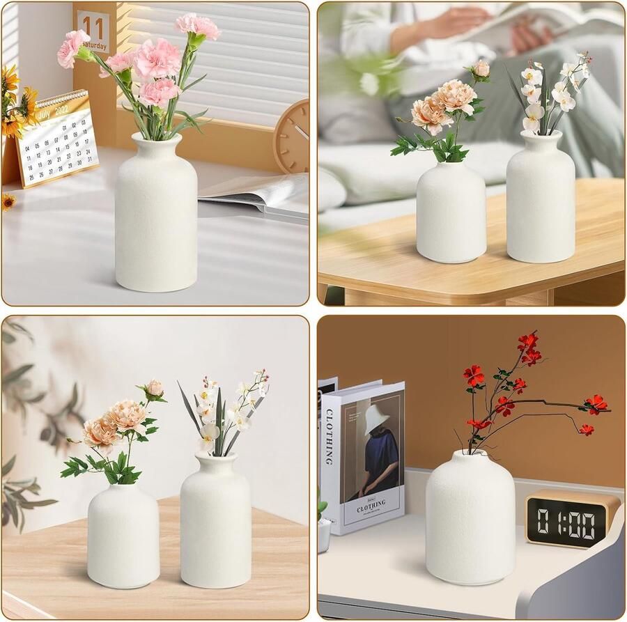 Vazen decoratieve rijst wit bloemenvazen modern Rustieke boerderij Home Decor keramische vaas decoratief voor pampasgras en gedroogde bloemen