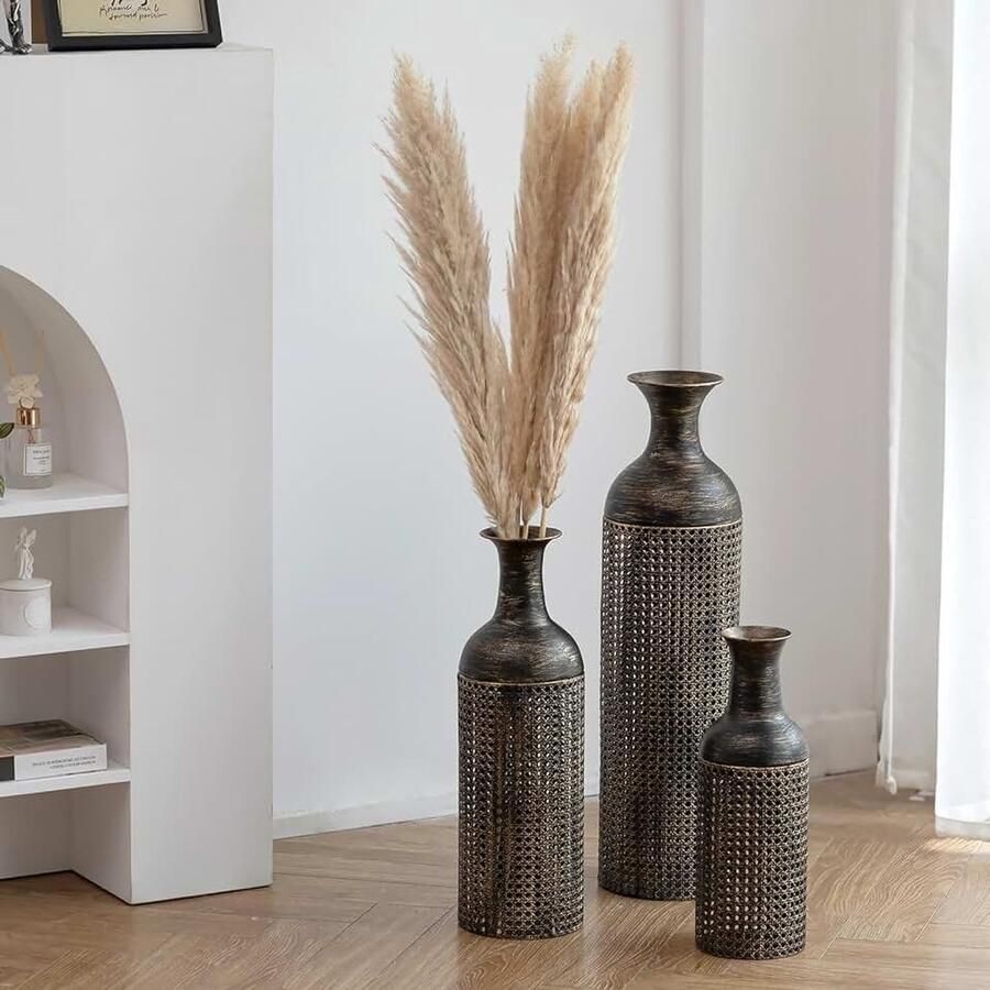 Vazen: Extra Grote Staande Vazen voor Woonkamer 68 51 Metalen Grote Staande Vaas voor Pampas Gras Moderne Reuze Staande Vaas voor Slaapkamer Kantoor Hoek