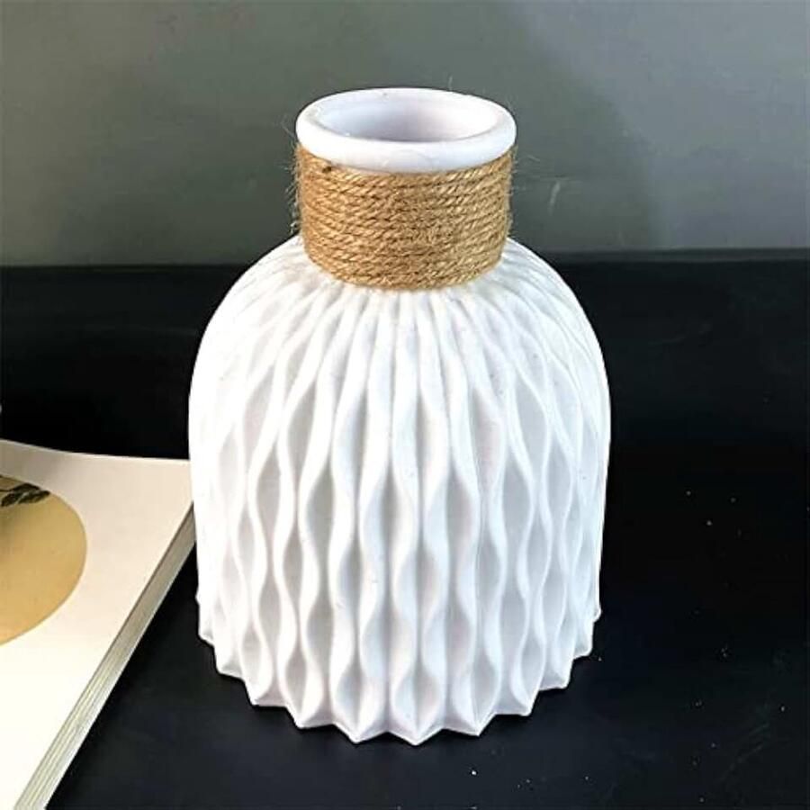 Vazen Home Decor Anti-Keramische Vazen Imitatie Rotan Bloem Vaas Europese Bruiloft Moderne Decoraties Onbreekbare Mand (Kleur: Bourgondië)