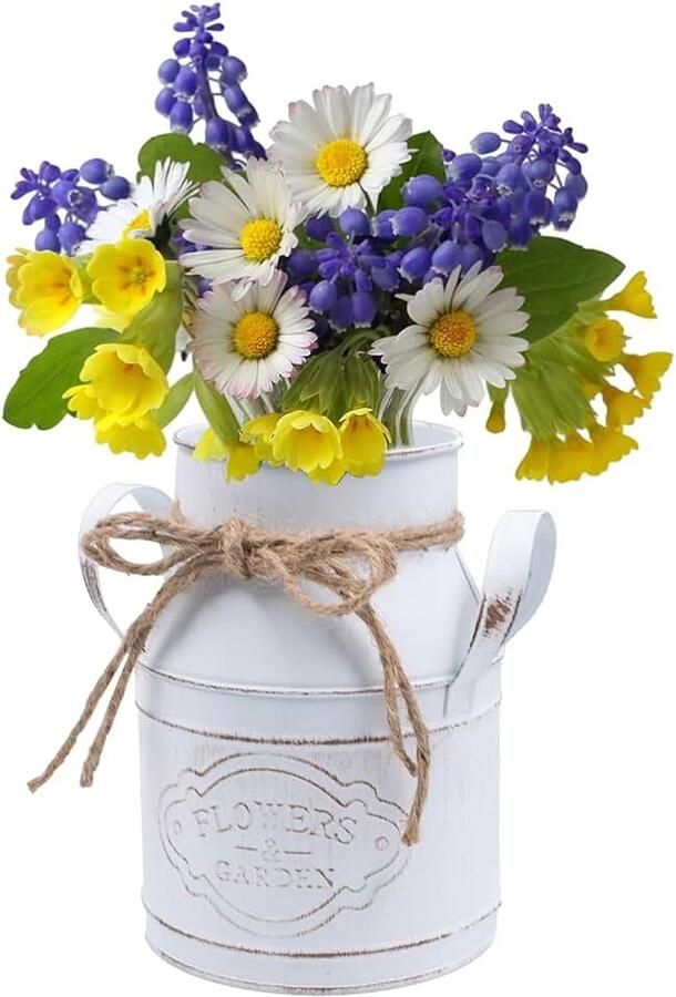 Vazen kleine tafeldecoratie ijzeren bloempot shabby decoratie metalen emmer met handvat rustieke bloemenemmer in landelijke stijl voor thuis