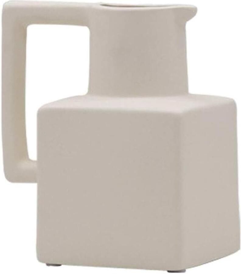 Vazen Nordic Keramiek Vaas Creative Abstracte Geometrische Bloem Fles Home Decorations Crafts Ornamenten Vazen (Color : E-beige)