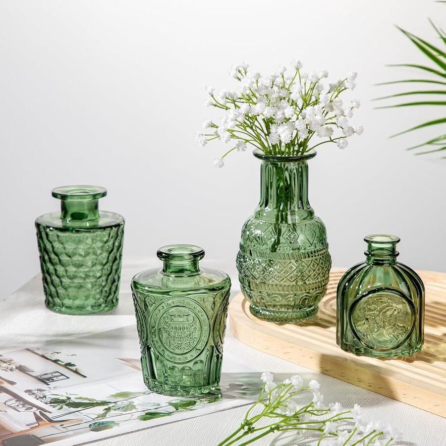 Vazen vintage decoratieve vazen set bloemendecoratie voor tafeldecoratie middenstukken bruiloftsdecoraties bloemendecoratie woonkamer badkamer moederdagcadeau groen