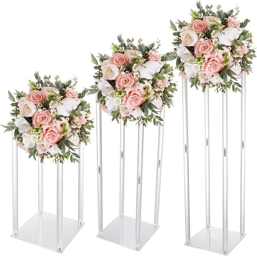 Vazen voor bruiloft middenstukken heldere kolom bloemendisplay standaard geometrische vaas standaard tafeldecoratie middenstuk vazenhouder voor verjaardag
