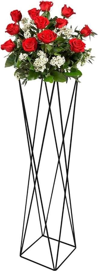 Vazen voor middenstukken geometrische bloemenrekken hoge vaas middenstukken decoratie voor feest verjaardag evenement festival feest (zwart)