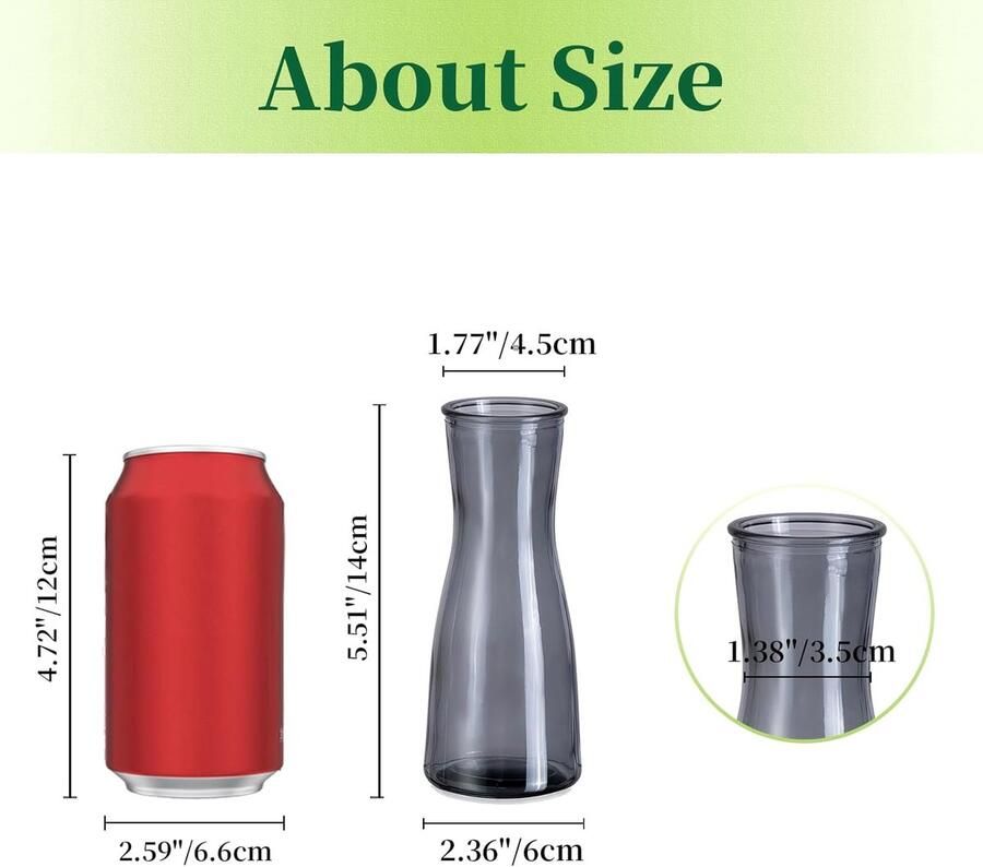 Vazen voor tafeldecoratie: 6 stuks grijze vaas glazen vazen kleine tafeldecoratie voor bruiloftsdecoratie moderne bloemenvaas glas kleine glazen vazen deco vazen set bloem vaas smal