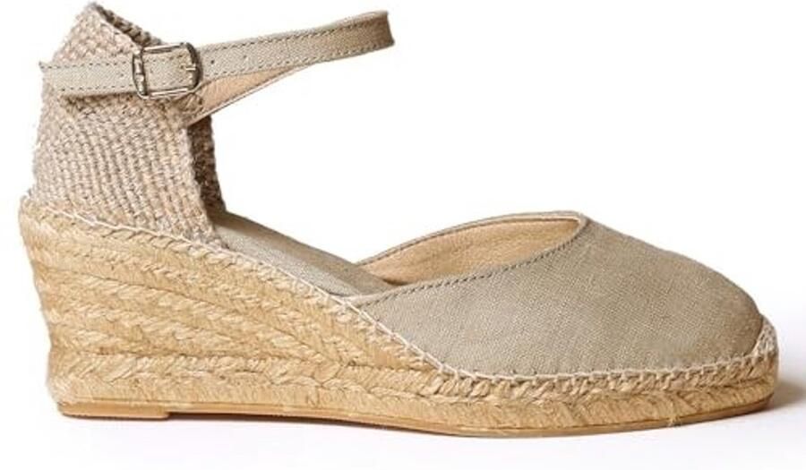 Vegan Espadrille voor Dames Wedge van Linnen in Stone - Foto 1