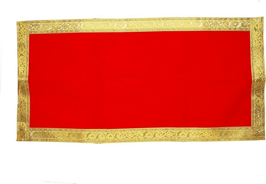 Velvet Mat Aasan Pooja Cloth X 26) Multipurpose Indian Traditional Pooja Festival Laxmi Poojan Ganesha Decorations Decor Item and Pooja Article Yellow Laxmi Housewarming(Red)