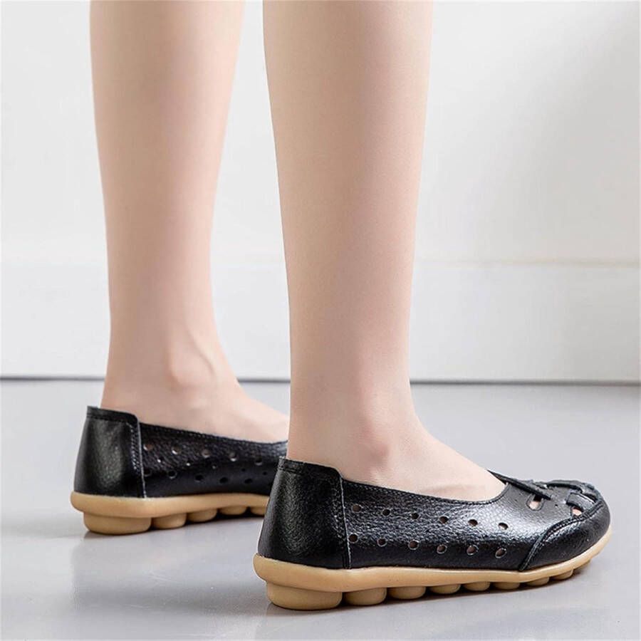 Verbeterde titel: Casual Lederen Loafers voor Dames Comfortabel en Stijlvol Zwart