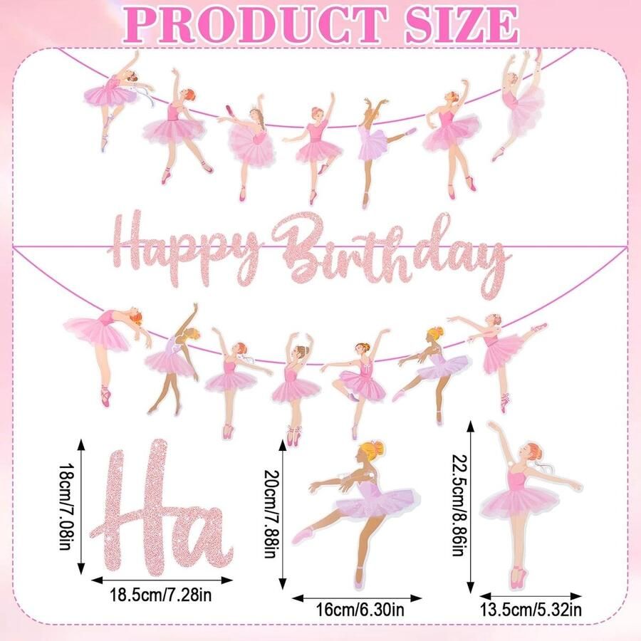 Verjaardagsdecoratie voor Ballerina's Tutu Dansfeest Banner en Accessoires voor Meisjes en Vrouwen