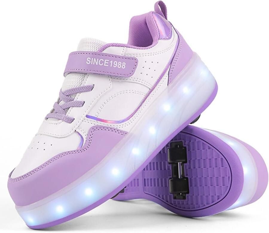 Verlichte Kinder Rollerskates met 4 Wielen LED Skate Schoenen voor en Outdoor Sneakers met Oplaadbare Functie