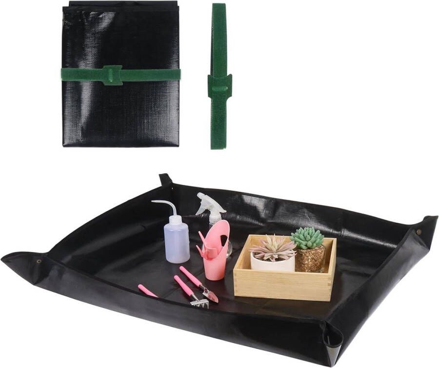 Verpotmat 80 x Waterdichte Plantenmat met Kabelbinders Voor Vetplanten Zwart