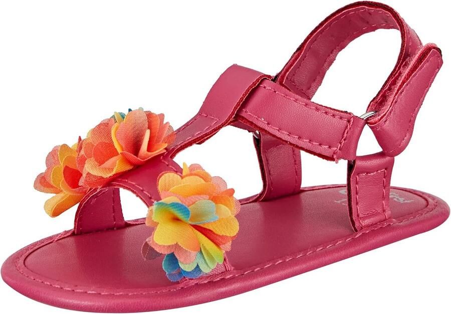 Verstelbare Babysandalen voor Meisjes met Klittenband en Bloemen