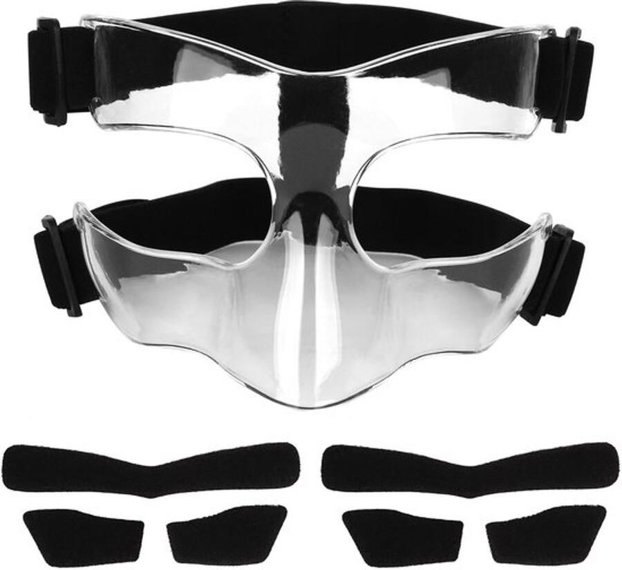 Verstelbare doorzichtige neusbeschermer en gelaatsscherm voor volwassenen en tieners beschermend gezichtsmasker ideaal voor basketbal en voetbalgebruik