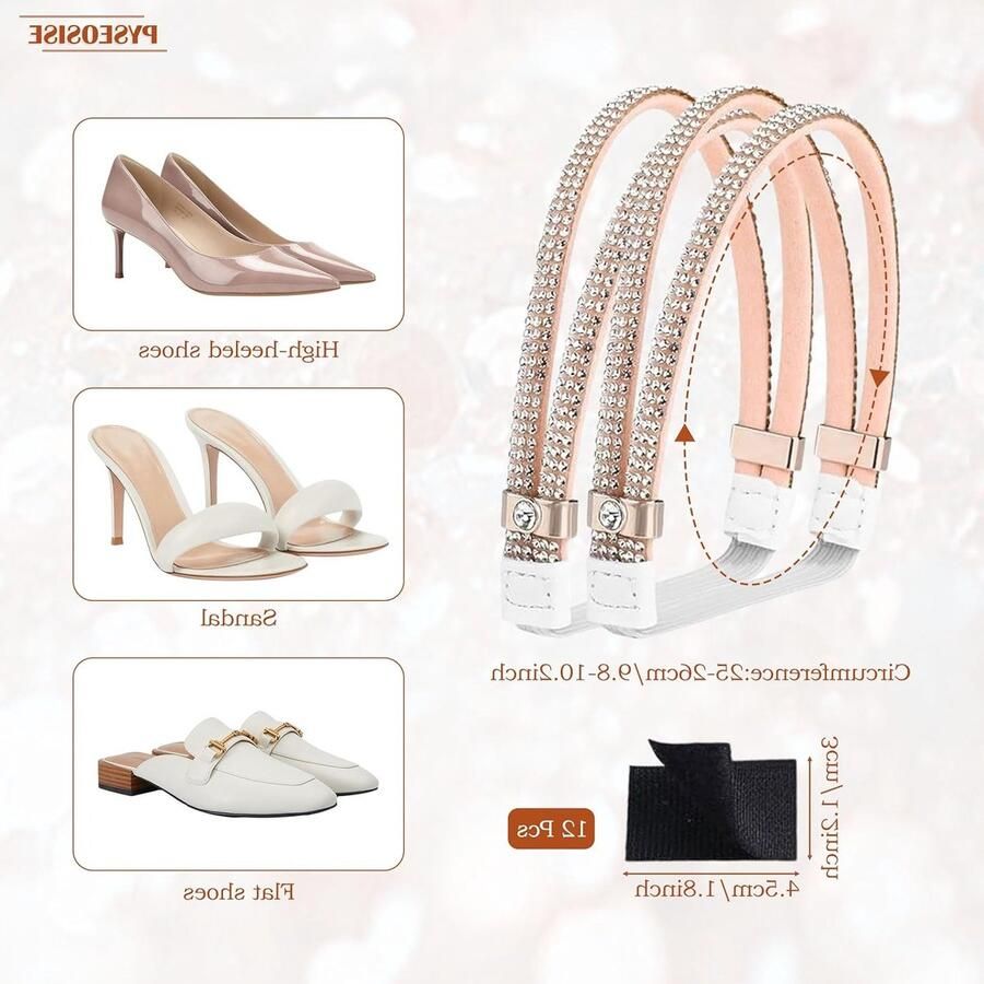 Verstelbare elastische hakbandjes 6 paar antislip veters voor hoge hakken verwijderbare strass veters voor sandalen en slippers