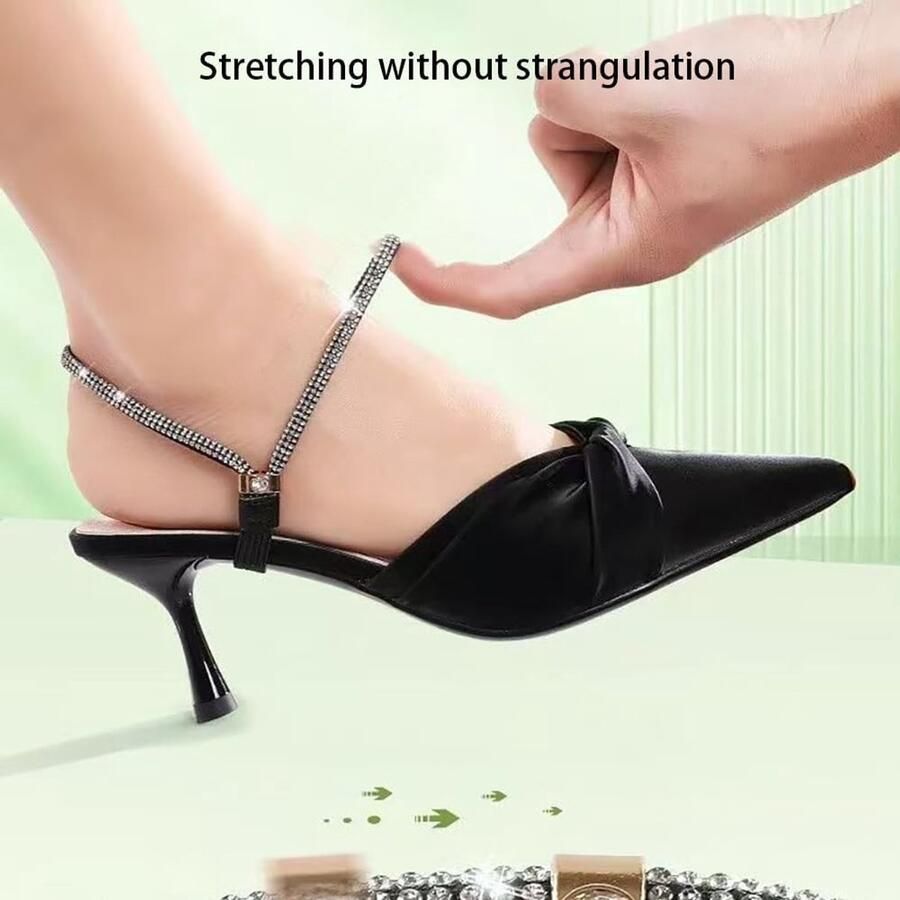 Verstelbare elastische schoenriemen met strass voor hoge hakken sandalen en pantoffels voor dames en meisjes 3 paar