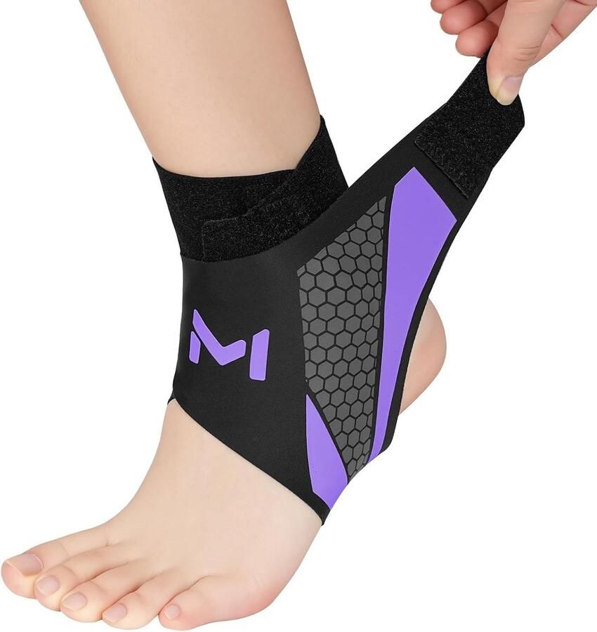 Verstelbare enkelbandage voor sport orthopedische ondersteuning bij hardlopen voetbal en fitness unisex paars-zwart one size fits all