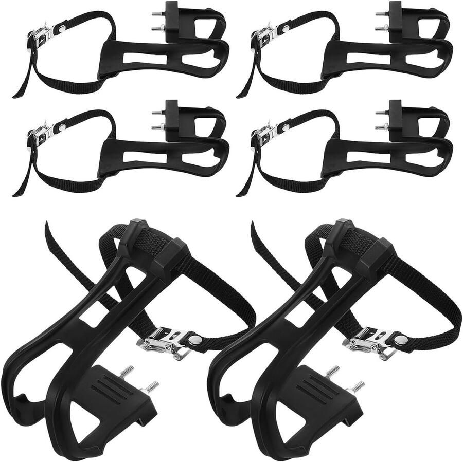 Verstelbare Fiets Pedaal Clips Fietspedaal Rie Veilig Fietsen Bescher de Kooiconstructie 6 Stuks Zwart