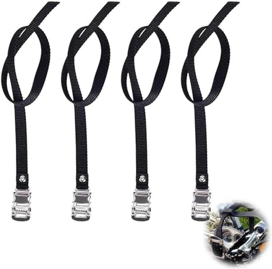 Verstelbare Fietspedalen Clips 4 Stuks Nylon Anti-Slip Rie voor Fietsen en Home Trainers