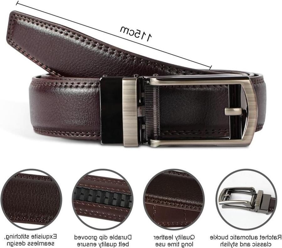 Verstelbare leren riem voor heren automatische ratelriem 35 mm breed perfect voor kostuumbroeken en casual outfits