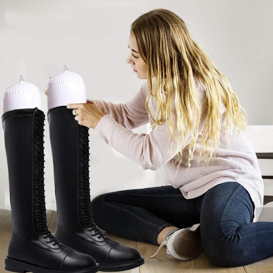 Verstelbare Opblaasbare Bootvormers Lange Schoenleesten voor Bootverzorging 2 Stuks Wit
