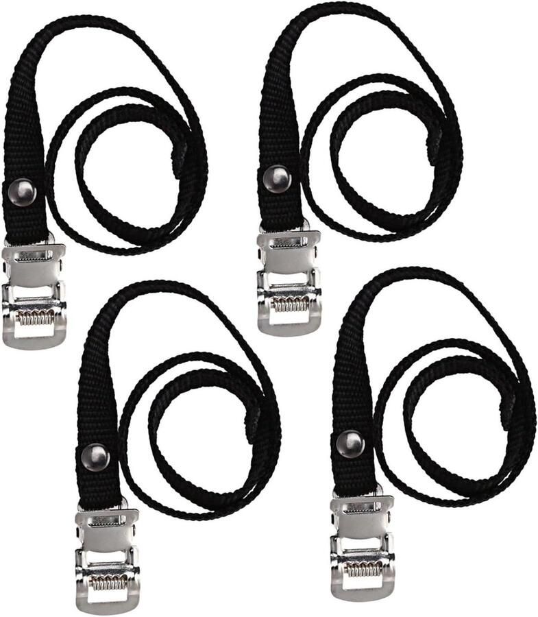 Verstelbare Pedaalrie Fietstraps Nylon Veilig Fietsen Duurzame Stalen Gesp 16 Stuks Zwart