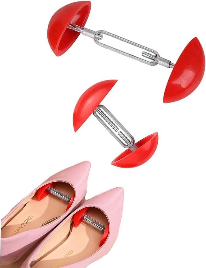 Verstelbare schoenspanners en strips in het rood voor drukverlichting betere pasvorm en comfort in leren schoenen laarzen hakken en sportschoenen