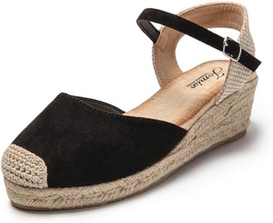 Verstelbare Sleehak Espadrilles Dames Sandalen Comfortabele Gesp