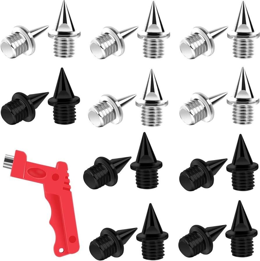 Vervangende Spikes Loopschoen Noppen Verbeteren Tractie Roestvrij Staal 6.35 mm Zwart en Zilver