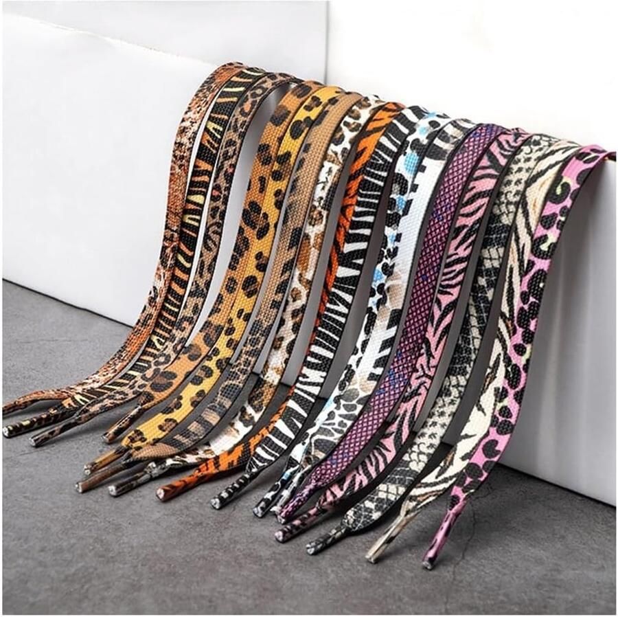 Vervangende Veters met Luipaardpatroon Platte Veters voor Sportschoenen Casual Schoenen en Wandelschoenen Decoratieve Veters voor Trainers en Sportieve Activiteiten