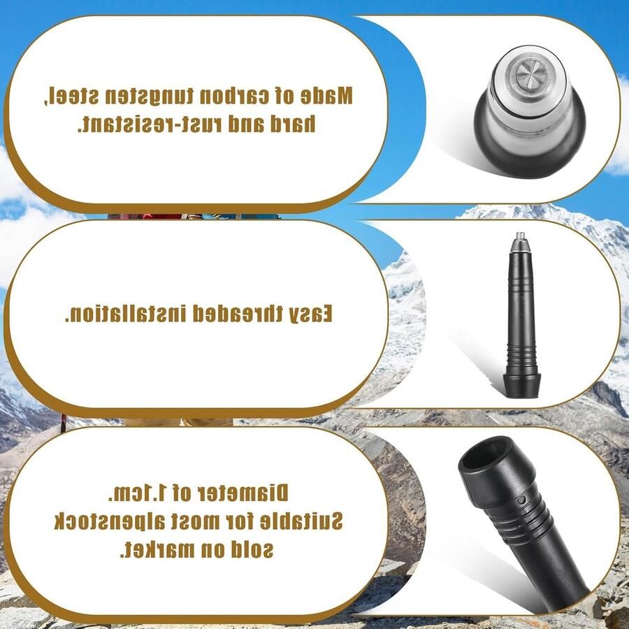 Vervangpunten voor Wandelschoenen 4 Stuks Carbon Fiber Punten voor Trekkingstokken en Alpenstokken Ideaal voor Bergtochten en Wandelen