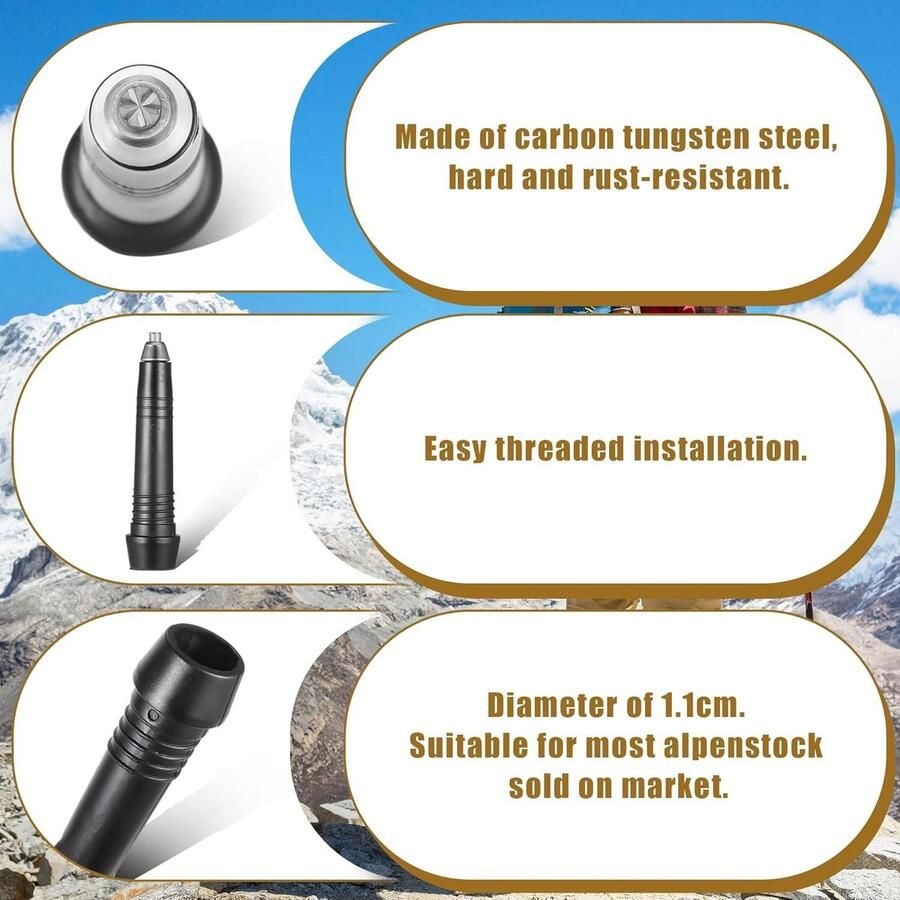 Vervangpunten voor Wandelschoenen 4 Stuks Carbon Fiber Tips voor Trekkingstokken en Alpenstokken Ideaal voor Wandelen en Bergtochten