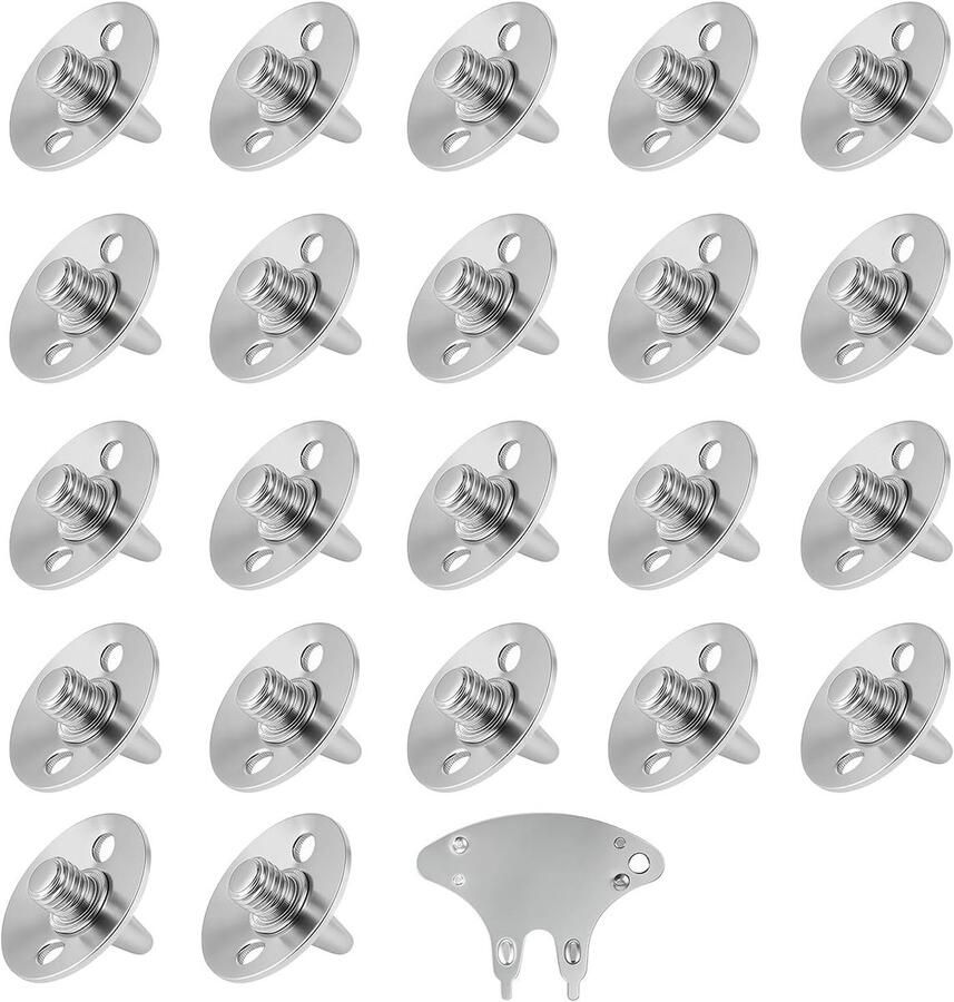 Vervangset van 22 metalen cricket schoenspikes schroefbare studs met schroefdraad en sleutel universele spikes voor lichte cricket- of golfschoenen