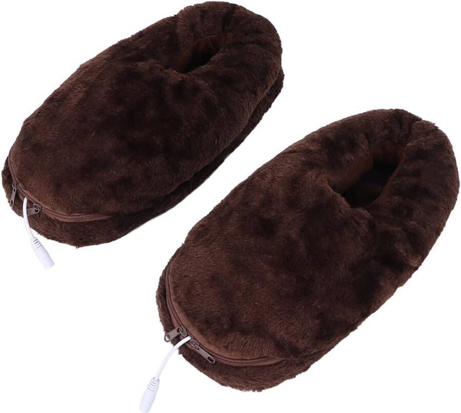 Verwarmde Pantoffels met Instelbare Temperatuur Zachte Pluche Schoenen voor Koud Weer Comfortabele Voetverwarming voor nen en