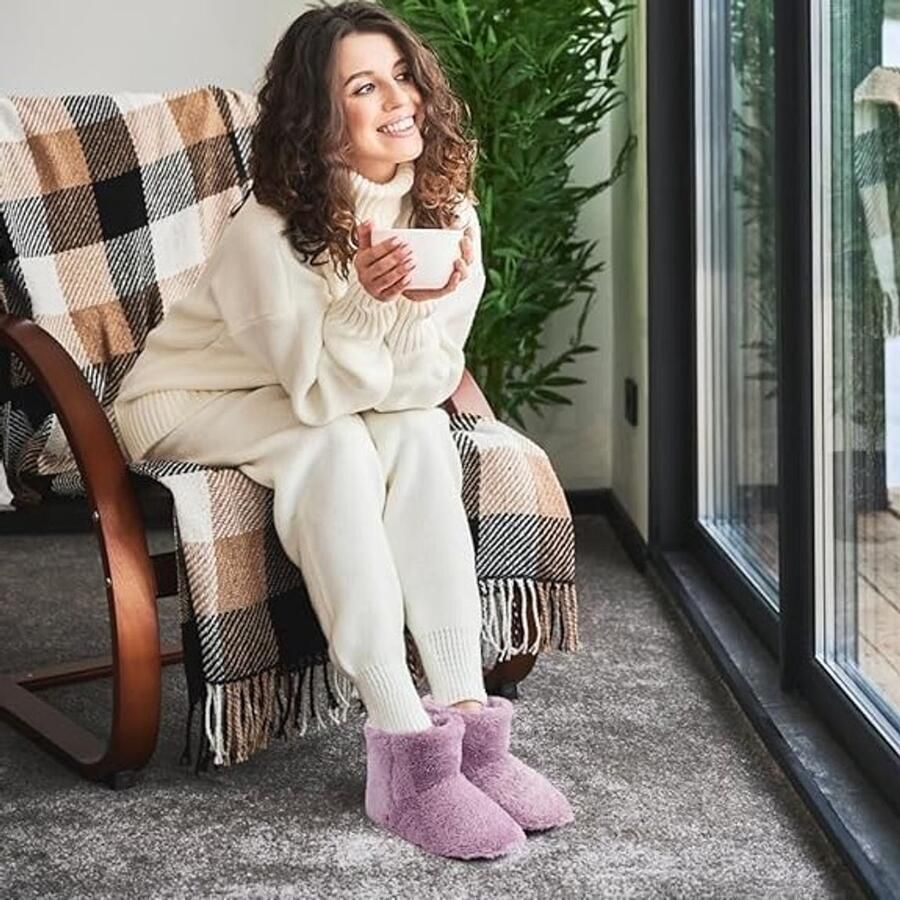 Verwarmde Slippers met USB Verwarming voor Binnen en Buiten Zachte Pluche Schoenen voor en met Elektrische Voetverwarming