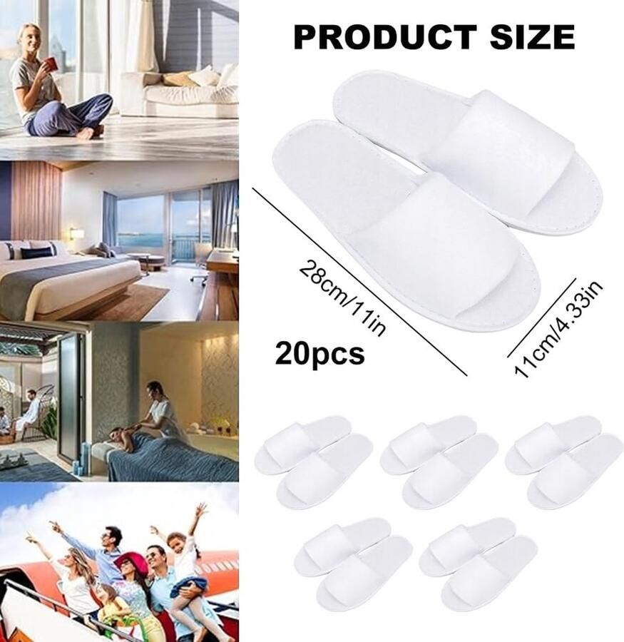 Verwen je gasten met wegwerp slippers 20 paar comfortabele terry slippers voor thuis en op reis unisex