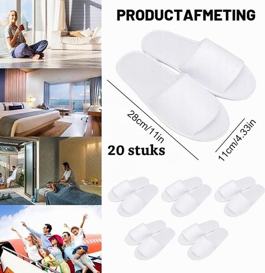 Verwijderbare Slippers voor Hotelgebruik 20 Paar Zachte Terry Slippers voor Gasten Ideaal voor Thuis en Reizen - Foto 1