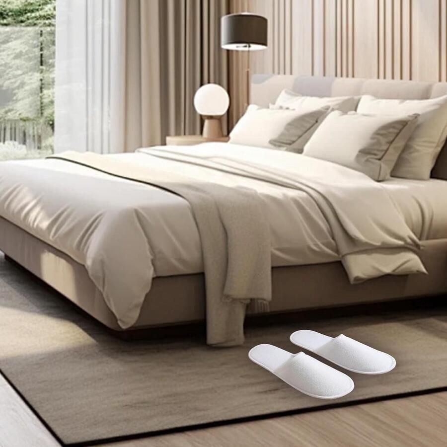 Verwijderbare Wegwerpslippers voor Unisex 12 20 50 Pairs Antislip Draagbaar voor Hotel Spa en Thuis Beige