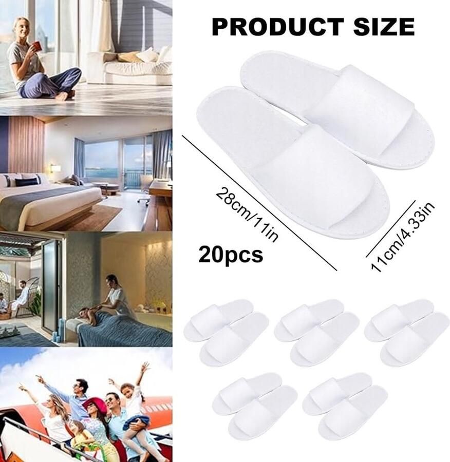 Verwisselbare Slippers voor Hotel en Thuis 20 Paar Comfortabele Terry Slippers voor nen en Ideaal voor Reizen en Gasten