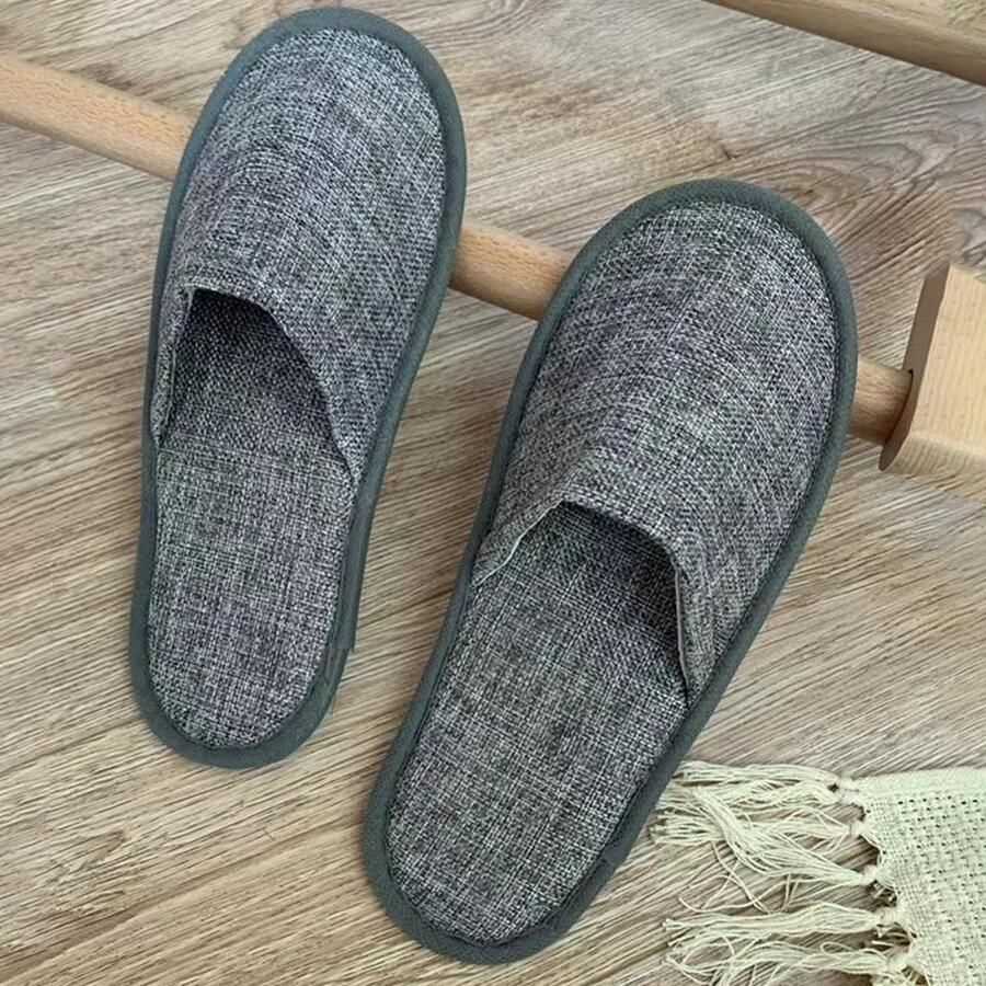 Verwisselbare Slippers voor Thuis en Reizen 50 Paar Dichte Teen Slippers Comfortabele en Antislip Slippers voor Hotel en Spa Unisex Grijs Linnen