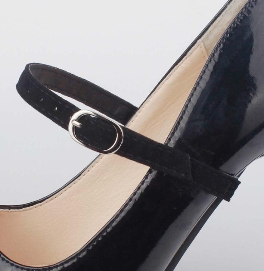 Verwisselbare zwarte suède schoenbanden voor hoge hakken wedges en platte schoenen voor extra comfort en stijl