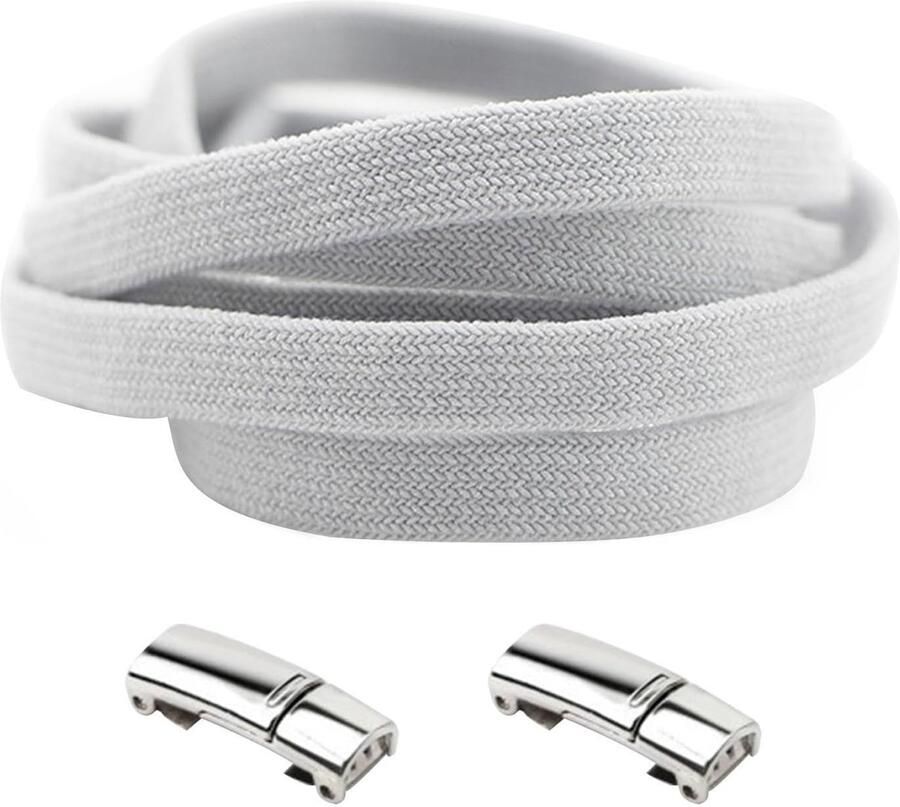 Magnetische Vetergesp Schoenveter Set Snel Schoenen Sluiten Vetervrij Ontwerp Lengte Grijs