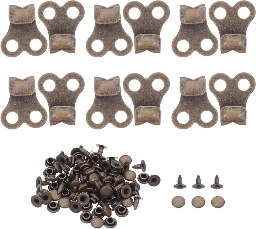 Veterhaken voor Laarzen Schoenonderdelen Gespen Schoenen Repareren Koperen Constructie 24 sets Lichtbruin