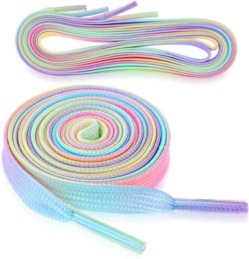 Veters Elastische Veters Kleurrijke Veters Platte Veters Regenboogveters Polyester Materiaal Schoenveters