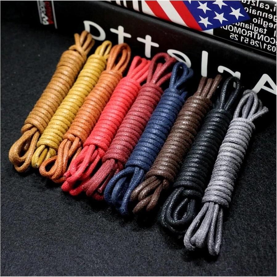 Veters Katoen Ronde Schoenveters Schoenen Vernieuwen Waterproof Wax Zwart